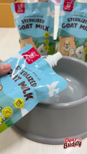 นมแพะสเตอริไลส์ 120ml 3 - 10 ซองใหญ่ อู่จี๊(Ougie) ผสมทอรีน สำหรับลูกสุนัขและลูกแมว ย่อยง่ายบำรุงร่างกาย