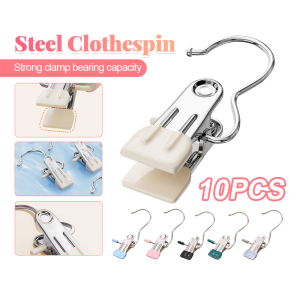 10Pcs Clip Hanger Anti-Rust Clip Space-Saving Hanger Clothespin Hat Pants Storage Hanging Travel Hook Garment Clips 挂钩衣架