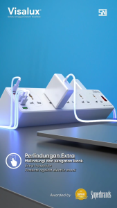 WokeOkay Stop Kontak 10 Lubang Colokan Kaki 2pin dan 3pin Type C + USB A Fast Charging Visalux Advance