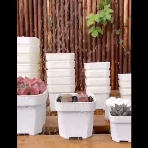 Flower pot thick plastic flower pot MINI PLASTIK WHITE BLACK COLOR SUCCULENT CACTUS SQUARE PLASTIC POT PASU