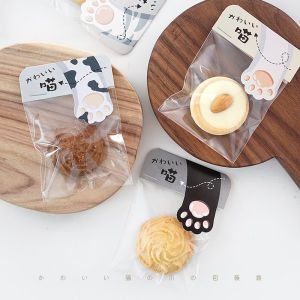 Japanese-Style Cute Cat Cookie Packaging Bag Ins Internet Celebrity Chuck Biscuit Packaging Bag 7cm Transparent Snowflake Crisp Private Room Handmade