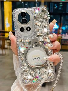 Luxury Diamond Encrusted Flowing Sand Perfume Bottle Stand Phone Case for Huawei Nova12 Ultra Creative Womens Model Fashionable Accessories