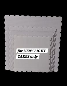9X9 inches CAKE BOARD ORDINARY SCALLOP WHITE CORRUGATED (for VERY LIGHT CAKES only) (10 PCS)
