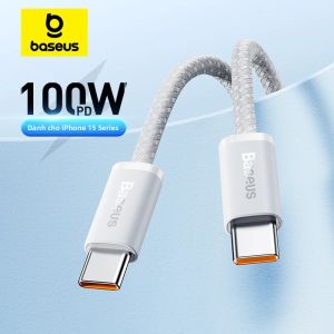 Cáp Sạc Nhanh Baseus 100W Type C Sang USB C Dành Cho iPhone 16/15 MacBook iPad Samsung Xiaomi - Dây USB Tốc Độ Cao Bện Chắc Chắn