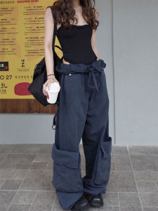 Quần Ống Rộng Phong Cách Mỹ Thường Ngày Cho Nữ Mùa Hè 2022 Quần Dài Ống Rộng Cạp Cao Chất Liệu Polyester Quần Công Sở