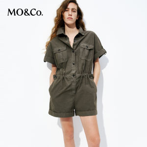 MO&Co. | Summer New Military Style Long Staple Cotton Coverall with Pockets and Hem Design