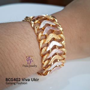 Gelang Tangan Viva Ukir Model Abadi Elegan Mewah Cocok dipakai pesta kondangan jalan-jalan kado hadiah bcg402
