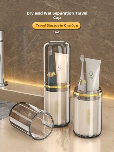 MONLEYTA | Portable Travel Toothbrush Cup Toothpaste Storage Set Three-In-One Oral Care Wash Cup ManliTa Pure Color Plastic Bathroom Accessories