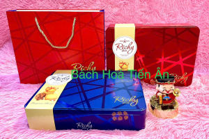 Bánh COOKIES quy bơ Hạnh nhận thập cẩm Richy plus HT 500g có túi sách Tết an khang