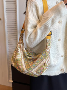 กระเป๋าสะพายข้างทรงขนมจีนความจุขนาดใหญ่สำหรับผู้หญิง 2025 กระเป๋าสะพายข้างแบบสะพายข้างอเนกประสงค์สไตล์เกาหลี INS กระเป๋าสะพายไหล่เดี่ยว