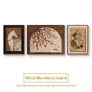 HAIMASHENGKANG | Tác Phẩm Treo Tường Ba Bảng Cổ Điển May Mắn
