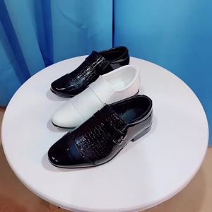 Kids Boys Girls Leather Shoes Students Boys Girls Soft Bottom Performance Shoes Black Fashion  Flower Kids Ceremonial Footwear