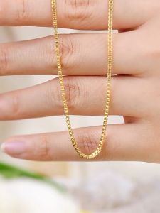 18K Saudi gold Pawnable foxtail chain necklace