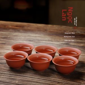 MIANXIAOCHENG | Tách Trà Đất Nung Tím Handmade Cách Nhiệt Treo