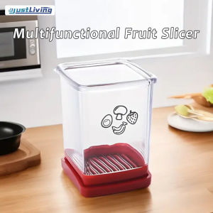 JustLiving Pengiris Pisang ทรงถ้วยที่หั่นผลไม้แบบใช้ซ้ำได้เครื่องแยกผลไม้อเนกประสงค์สามารถซักได้เครื่องแยกผลไม้ที่ตัดไข่พร้อมแผ่นกดตัดสแตนเลสพกพา