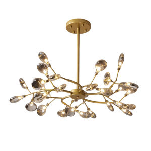 LANTU Gold Firefly LED Ceiling Light Chandelier with Tricolor G4 Blubs Lamp for Living Room Bedroom Study Room Kitchen Hotel Restaurant