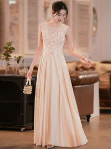 Elegant Luxury High-End Evening Gown Womens Hostess Dress for Year-End Banquet Performances Wedding Simple Style Long Skirt