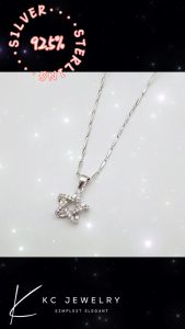 KC Jewelry S925 Silver - White Gold Plated Diamond Star Pendant