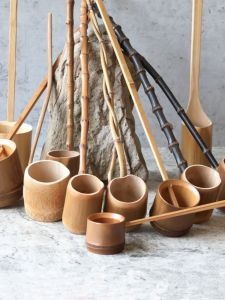 ช้อนยาวทำจากไม้ไผ่สไตล์ญี่ปุ่นสำหรับงานฉลอง ช้อนตักน้ำชา ช้อนตักน้ำชาสำหรับงานฝีมือ ช้อนตักน้ำชาแบบโบราณ ช้อนตักน้ำชาแบบยาว