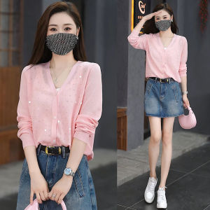 Shalldoer | Shanduo Brand Sequin Hollow Out Loose Summer New Thin Cardigan Womens Outerwear Sun Protection Knitted Open-Shirt Style