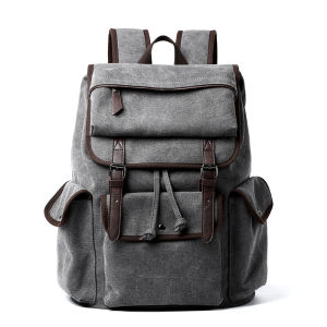 MOYYI Vintage Backpack Mens Retro Canvas Bag Simple Casual Travel Bag Student Schoolbag 15 inch Laptop Backpack Fashionable Mens Bag