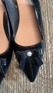 Sepatu Heels Jelly Wanita Hak Chunky Pendek Pita Mutiara Cewek Kekinian Alina 308-K2 Tali Gesper