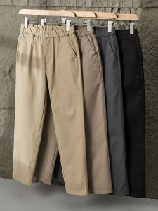 Casual Cotton Straight Leg Pants Mens Comfortable Loose Fit Spring Autumn New Style Fashion Pure Color Versatile Long Trousers