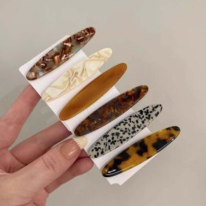 Tooyoo Small Size Side Clip French Style Simple Duckbill Clip Leopard Print Resin Hair Clip
