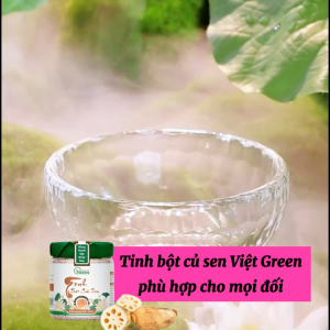 TINH BỘT CỦ SEN NGUYÊN CHẤT Việt Green màu ngà hồng được 100% Natural giàu dinh dưỡng và nhiều công dụng tốt
