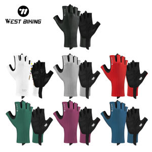 WEST BIKING Summer Breathable Half Finger Cycling Gloves Ultralight Road Bike Racing Gloves Anti-Slip SBR Pad Cooling Sport Gear