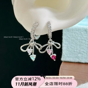 Sweet Butterfly Knot Color Block Straight Pin Earrings Maywct Sea Style Girls Fashion Jewelry Decorative Ear Cuffs for Trendsetters