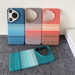 Huawei Pura70pro Phone Case Carbon Fiber Texture Anti-Fall Protective Cover Simple Business Creative Color Block Skin like for Men And Women