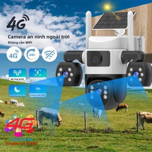 Camera IP Năng Lượng Mặt Trời 4G 15MP 3 Ống Kính Zoom 10X Với Thẻ SIM Tầm Nhìn Ban Đêm Phát Hiện Chuyển Động PIR Camera An Ninh Ngoài Trời