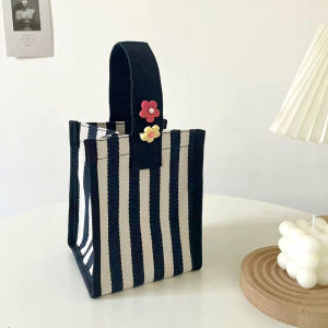 Waterproof Mini Canvas Handbag Christmas Gift Bag Portable Storage Bag Handheld Versatile Durable Fabric Korean Style Winter Trend