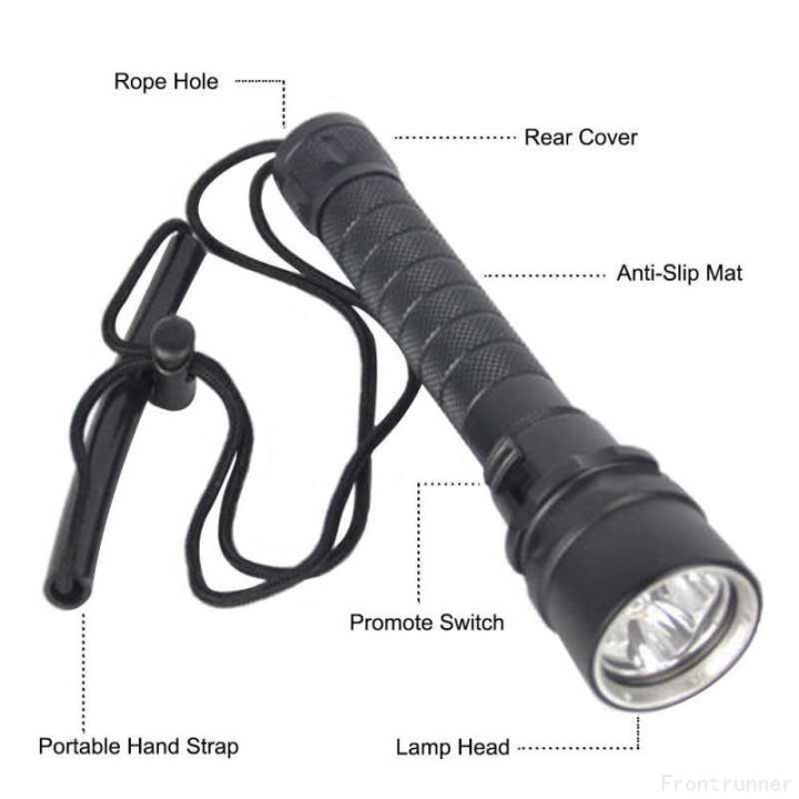 Professional Scuba Diving Flashlight IPX68 Waterproof Underwater 100m Dive Lamp Built-in 6000mAh Battery Rechargeable Dive Light