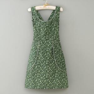 Trendy Canvas Apron Womens Kitchen Home Use Breathable Wear Resistant Fashionable Cute Summer Work Uniforms for Office