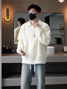 เสื้อสเวตเตอร์คอโปโลผู้ชายสีน้ำตาลอ่อน ดีไซน์หรูหรา สวมใส่สบาย ทรงตรง แขนยาว ฤดูใบไม้ร่วง 2024 แบรนด์ Lin Bei