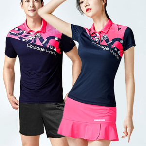 2023 Summer New Badminton Uniform Short Sleeve Polo Shirt Tennis Breathable Quick Dry Mens Womens Sports Fitness Clothing Set