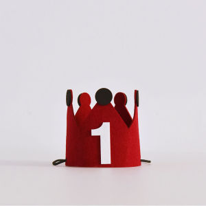 Red Crown Birthday Felt Hat Children Baby One Year Old Boys Girls Party Atmosphere Photo Props Festive Celebration Accessory