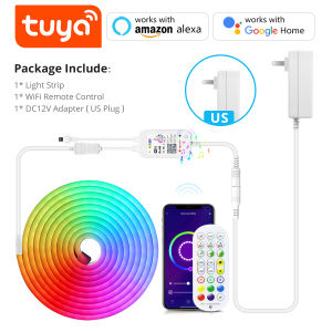 Tuya RGB LED Strip Neon Tape 12V Smart Bluetooth/WiFi APP Voice Control Lamp Ribbon Room Wall Decor for Tuya/Alexa/Google Home