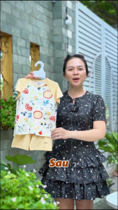 Bộ cộc tay cài chéo vải sợi tre Arich phối hoạ tiết mới cho bé từ 9m đến 6y
