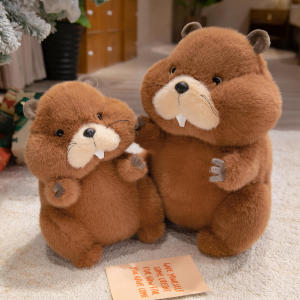22/35/45cm Simulation Beaver Plush Doll Cute Fluffy Sitting Marmot Groundhog Toy For Kids Adorable Birthday Gift Doll