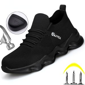 QINHUIZE Safety shoes New sports style work shoes Mens steel toed work protective shoes Anti smashing and anti piercing casual light safety shoes