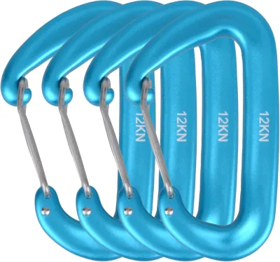 4PCS 12kN Carabiners Set D-type 8.5X5CM Heavy Duty Buckle Hook Outdoor Aluminum Clips For Hammock Camping And Hiking