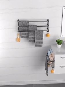 Bathroom Towel Holder Towel Rack Aluminum Shower Room Holder Towel Bar Hanger Organizer Rack 3 Layer