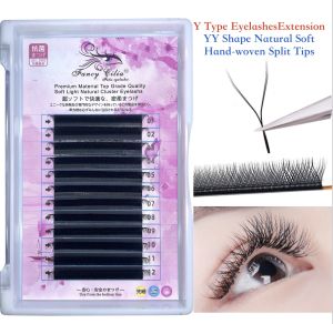 Y Type Grafting Eyelash Extension Thickness 007mm Premium Materials Handwoven Love Mesh Natural soft Mink tiny YY shape Eyelash Extension