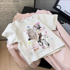 New Spring Korean Fashion T-shirt and Jeans Set Two Pieces