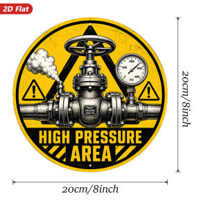 CIFbuy | CIFBUY Boho Yellow Danger Style 2D Aluminum Wall Art Waterproof Durable Valve Steam Pipe Sign for Garage Studio Indoor Outdoor