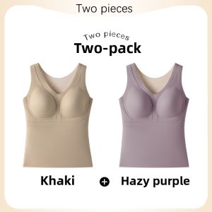 Miiow | Warm Silk Vest Womens Wool Silk Seamless With Chest Pad No Bra Needed Autumn Winter Underwear Base Layer Inner Wear