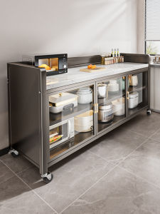 Modern Simplicity Multi-Functional Kitchen Storage Rack Stand Rock Plate Glass Microwave Oven Storage Shelf Dining Cabinet